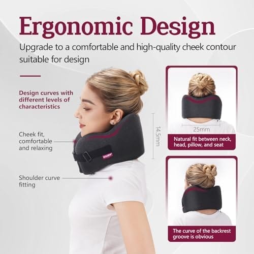 Travel Pillow Vac Compressed Memory Foam Neck Pillow Airplane,Soft and Compatible,Neck Support,Washable,Airplanes Travel Essentials Accessories for Office,Flight,Cars Breaks Sleeping(Black) - Image 7