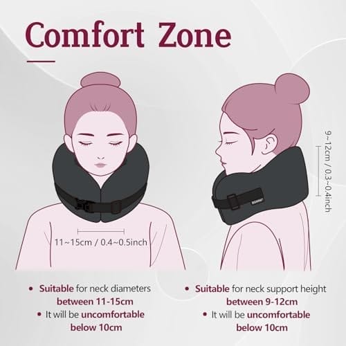 Travel Pillow Vac Compressed Memory Foam Neck Pillow Airplane,Soft and Compatible,Neck Support,Washable,Airplanes Travel Essentials Accessories for Office,Flight,Cars Breaks Sleeping(Black) - Image 2