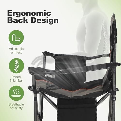 LET'S CAMP Folding Camping Chair Oversized Heavy Duty Padded Outdoor Chair with Cup Holder Storage and Cooler Bag, 450 LBS Weight Capacity, Thicken 600D Oxford,2 Pack - Image 8
