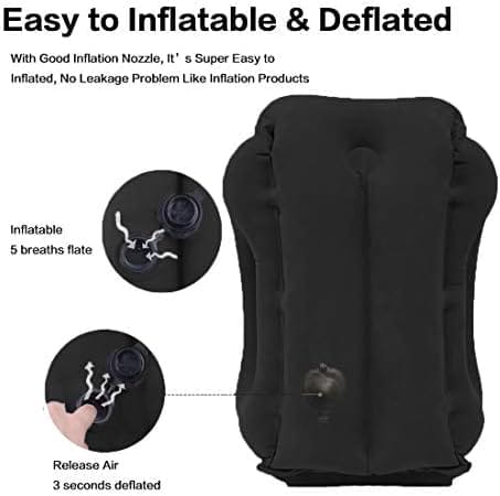 Inflatable Travel Pillow for Airplane, Neck Air Pillow for Sleeping to Avoid Neck and Shoulder Pain, Support Head and Lumbar, Used for Airplane, Car, Bus and Office (Black) - Image 4