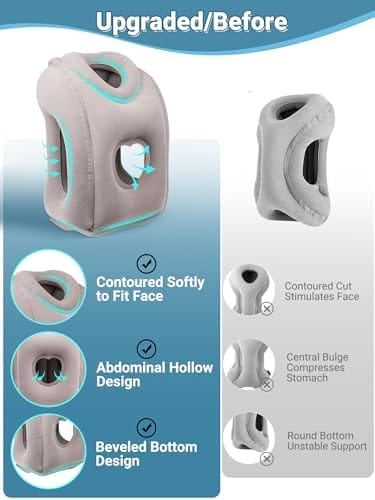 Maliton Inflatable Travel Pillow for Airplane Comfortable Sleeping to Relieve Neck and Shoulder Pain, Support Head Inflatable Pillow for Long Flights, Used for Airplanes, Cars, Trains, Office(Grey) - Image 2