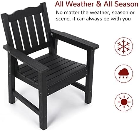Stoog All-Weather Outdoor Chairs, Patio Dining Chair with Curved Backrest, 400 lbs Support Patio Chair, Black - Image 5