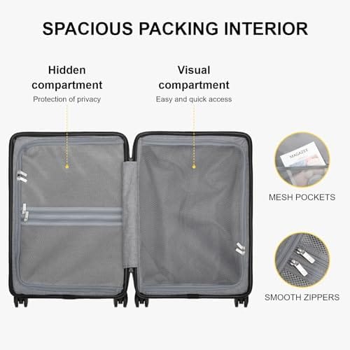 LEVEL8 Carry on Luggage Airline Approved with Spinner Wheels, Lightweight Luminous Textured Travel Bags for Women Men, Tsa Lock Cabin Suitcase, 20 Inch, Pickle Green - Image 8