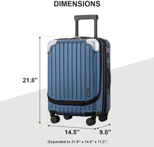 LEVEL8 Grace Carry on Luggage Airline Approved, 20 Inch Expandable Hard Sided Luggages with Spinner Wheels, Harshell Small Rolling Suitcase for Women Men with Tsa Lock, Blue - Image 9