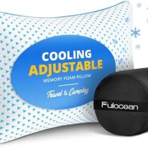 Small Cooling Shredded Memory Foam Pillow for Travel & Camping, Compressible Adjustable Gel Bed Pillow Washable Cover, Medium-Firm Contoured Support, Ideal Sleeping,Car, Airplane,Toddler, Backpacking