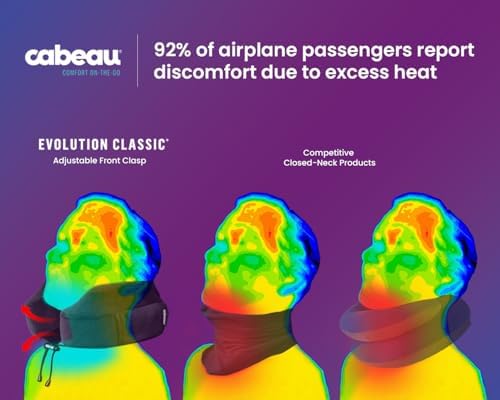 Cabeau Neck Pillow for Airplane Travel – Evolution Classic – Memory Foam U Shaped Design – Supportive for Sleeping with Adjustable Support Clasp (Midnight Black) - Image 2