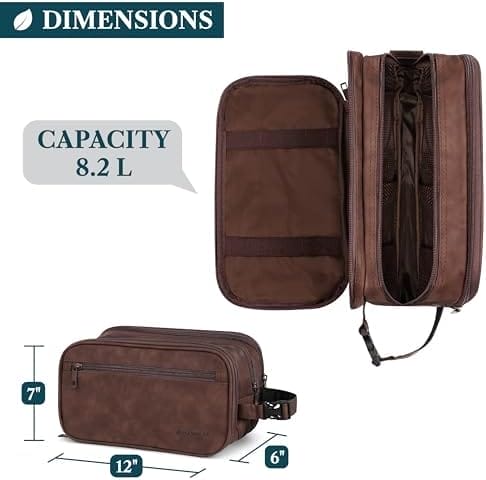 PAVILIA Toiletry Bag for Men, Travel Toiletries Bag | Water-resistant Dopp Kit, PU Leather Shaving Pouch Organizer for Accessories, Cosmetic, Hygiene, Grooming Essentials (Black) - Image 2