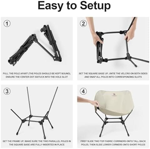 CAMEL CROWN Folding Camping Chair, Lightweight Portable Compact Lawn Chair with Side Pocket for Outdoor Travel Beach Picnic Hiking Backpacking Khaki - Image 3