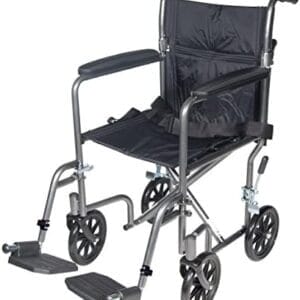Drive Medical TR37E-SV Lightweight Folding Transport Wheelchair with Swing-Away Footrest, Silver