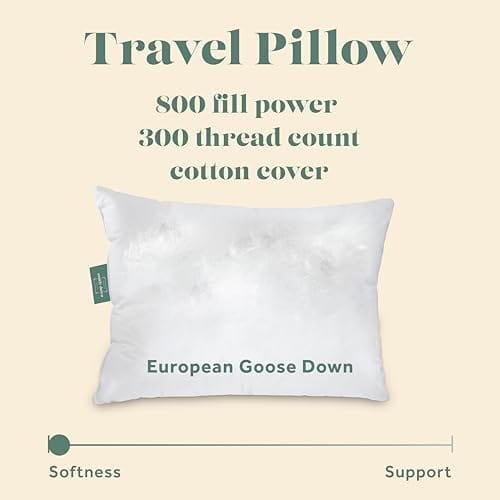 Goose Down Travel Pillow - Filled with 800 Fill Power European Goose Down, Egyptian 300 Thread Count 100% Cotton Cover for Plane car & Home - Made in USA (13" x 18") - Image 3
