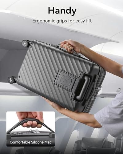 LUGGEX Carry On Luggage with Compartment and Cup Holder, Expandable PC Hard Shell Suitcase with Front Pocket (Midnight Blue, 2-Piece (20/Tote)) - Image 4