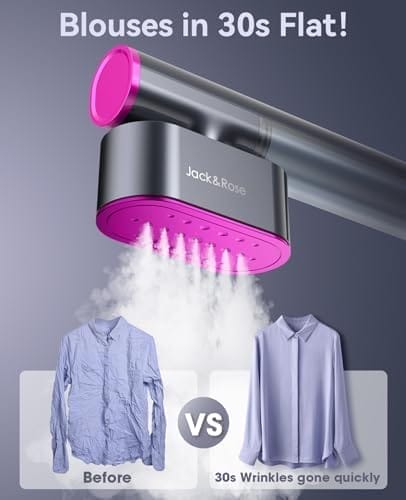Jack ＆ Rose Travel Steamer for Clothes,100-220V Portable Steamer,15s Heat Up,Steamer ＆ Iron 2 In 1, Travel Size Garment Steamer,Large Ceramic Heat Panel,for Global ＆ Europe Traveling - Image 4
