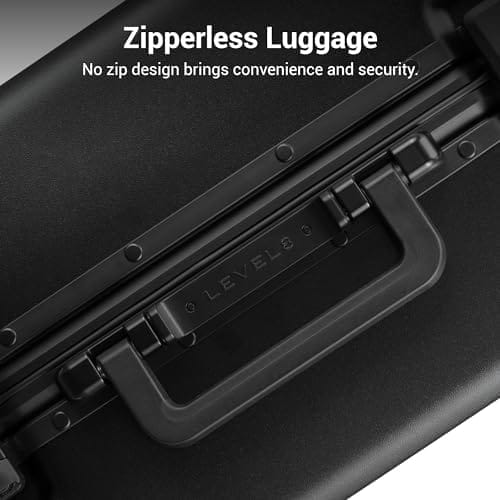 LEVEL8 Zipperless Carry On Suitcase Airline Approved with Aluminum Frame, Lightweight Hard Shell Luggage with Spinner Wheels, Metal Travel Luggage with Double Tsa Locks, 20 Inch, Black - Image 7