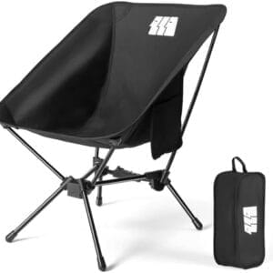 Lightweight Camping Chair, Portable Camping Chair with Carry Bag for Adults, Low Back Folding Compact Outdoor Chair for Backpacking, Hiking, Beach Garden, Picnic, and Travel (Black)