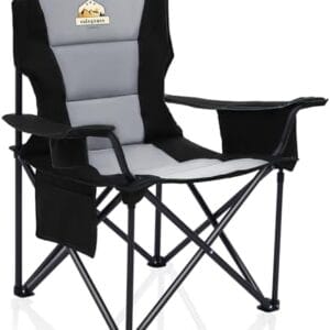 Oversized Folding Camping Chairs - 450 LBS Support Heavy Duty Camp Chair with Padded Cushion, Portable Outside Chairs with Carry Bag，Cooler, Cup Holder for Outdoor, Lawn, Sports - Black
