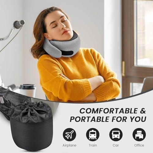 SZXYX 2024 New Travel Pillows for Airplanes, 100% Pure Memory Foam Neck Pillow For Airplanes, Comfortable Breathable Cover, 360° Support Stowable Pillows For Sleeping, Car, Airport Travel Essentials L - Image 2