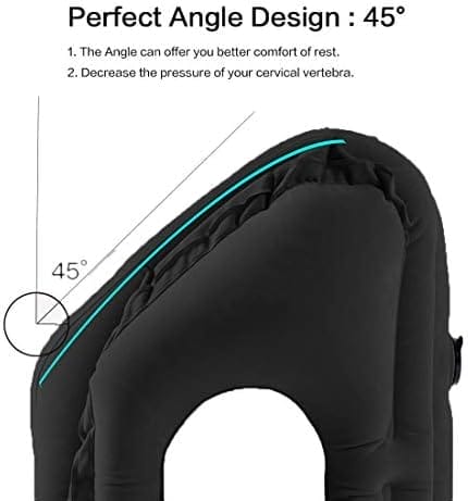 Inflatable Travel Pillow for Airplane, Neck Air Pillow for Sleeping to Avoid Neck and Shoulder Pain, Support Head and Lumbar, Used for Airplane, Car, Bus and Office (Black) - Image 2