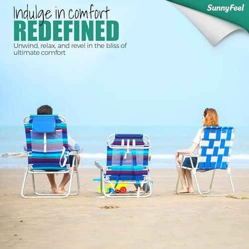 SUNNYFEEL Tall Folding Beach Chair Lightweight, Portable Sand Chair for Adults Heavy Duty 500 LBS with Cup Holders, Foldable High Camping Lawn Chairs for Camp/Outdoor/Picnic/Concert/Sports - Image 6