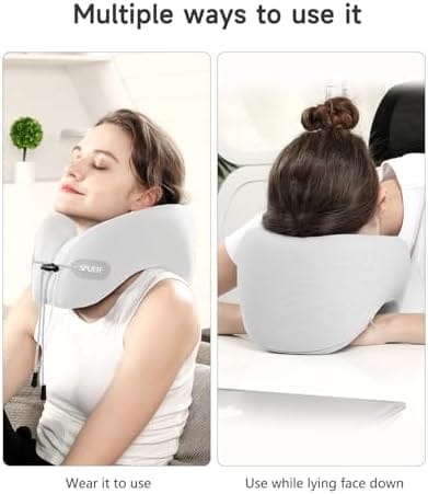 Memory Foam Neck Pillow for Traveling – Travel Pillow for Airplane, Long Flights, Cars, Office, Airplane Pillow with Eye Mask, Earplugs & Storage Bag (Gray) - Image 6