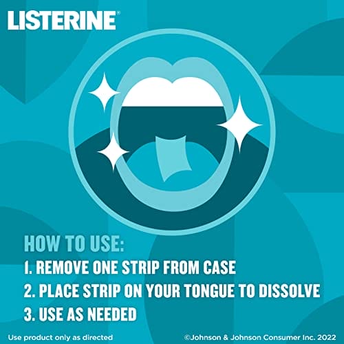 Listerine Cool Mint PocketPaks Portable Breath Strips for Bad Breath, Fresh Breath Strips Dissolve Instantly to Kill 99% of Bad Breath Germs* On-The-Go, Cool Mint, 24-Strip Pack, 3 Pack - Image 3