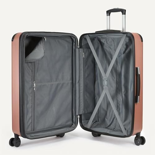 Amazon Basics 3-Piece Luggage Set, Including Carry-On Luggage (22" Expandable Hardside Suitcase With 8 Spinner Wheels), 15" Tote Bag, and 10" Compact Travel Bag, Rose Gold - Image 5