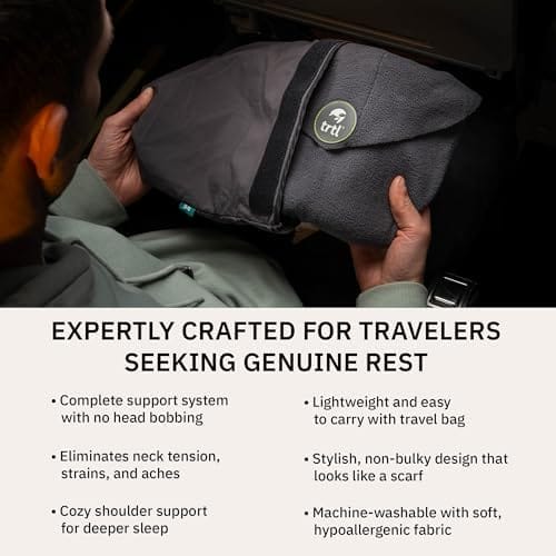 trtl Travel and Airplane Pillow - Real Sleeping Experience on Long Flights - Neck and Shoulder Support - Super-Soft, Lightweight, Easy-to-Carry, and Machine-Washable Flight Pillow - Grey - Image 4