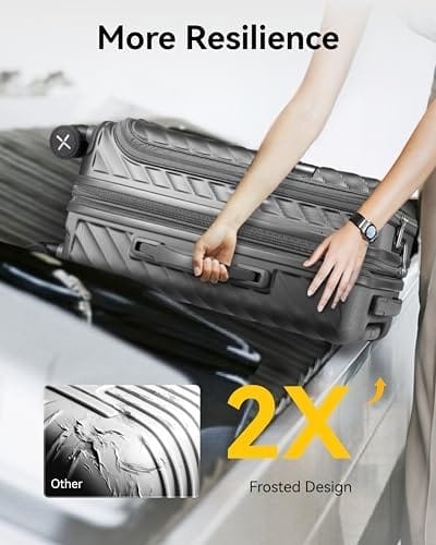 LUGGEX Carry On Luggage with Compartment and Cup Holder, Expandable PC Hard Shell Suitcase with Front Pocket (Midnight Blue, 2-Piece (20/Tote)) - Image 7