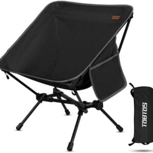 TOBTOS Ultralight Camping Chair, Portable Folding Backpacking Chair, Compact Camping Chair with Carry Bag for Outdoor Camp Hiking Backpack Beach Travel (Black)