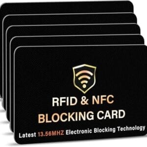 SaiTech IT 5 Pack RFID Blocking Card, One Card Protects Entire Wallet Purse, NFC Contactless Bank Debit Credit Card Protector ID ATM Guard Card Blockerโ(Black)