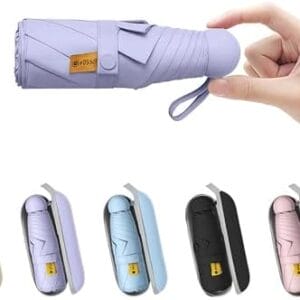 BAODINI Travel Mini Umbrella for Purse With Case Small Compact UV Sun Protection Sun Lightweight Tiny Pocket Umbrella for Women Kids and Men