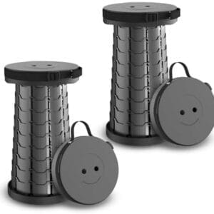 Collapsible Stool 2-Pack - Upgraded Portable Folding Stool, Height Adjustable, Lightweight & Sturdy, Retractable Telescoping Camping Pop Up Seat Chair or Foldable Travel Footrest - Max 400lbs