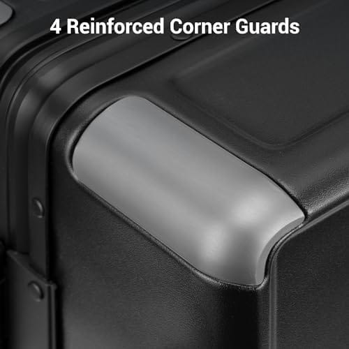LEVEL8 Zipperless Carry On Suitcase Airline Approved with Aluminum Frame, Lightweight Hard Shell Luggage with Spinner Wheels, Metal Travel Luggage with Double Tsa Locks, 20 Inch, Black - Image 4