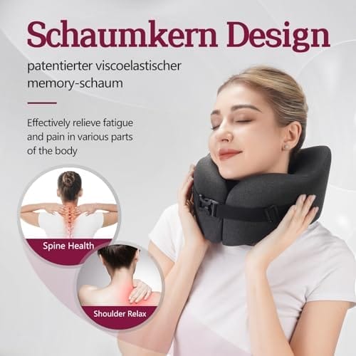 Travel Pillow Vac Compressed Memory Foam Neck Pillow Airplane,Soft and Compatible,Neck Support,Washable,Airplanes Travel Essentials Accessories for Office,Flight,Cars Breaks Sleeping(Black) - Image 5