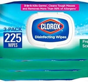 Clorox Disinfecting Wipes, Bleach Free, Household Essentials, Fresh Scent, Moisture Seal Lid, 75 Cleaning Wipes, Pack of 3 (New Packaging)