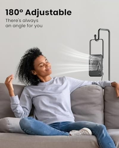 Koonie USB Desk Fan, Strong Wind Ultra Quiet Small Personal Fan with 180° Tilt Folding and 3 Speeds Adjustable, USB-C Corded Powered Mini USB Fan for Office Desktop Bedroom, NO BATTERY - Image 3