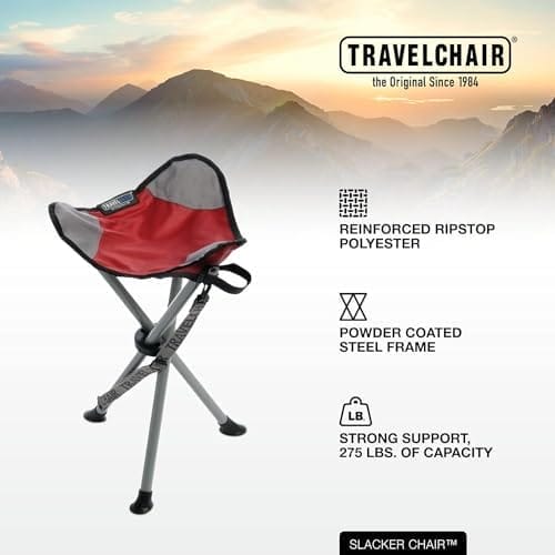 Travel Chair Slacker Tripod Chair for Camping, Lightweight Chair, Adjustable Carry Strap for Easy Transport | Oversized Duck Feet for Improved Stability | Perfect for Outdoor Adventures (Green) - Image 4