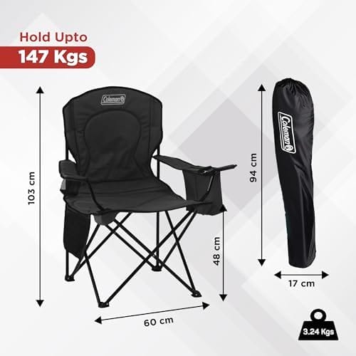 Coleman Portable Quad Camp Chair with 4-Can Cooler, Cushioned Seat & Back with Side Pockets & Cup Holder, Carry Bag Included - Image 3