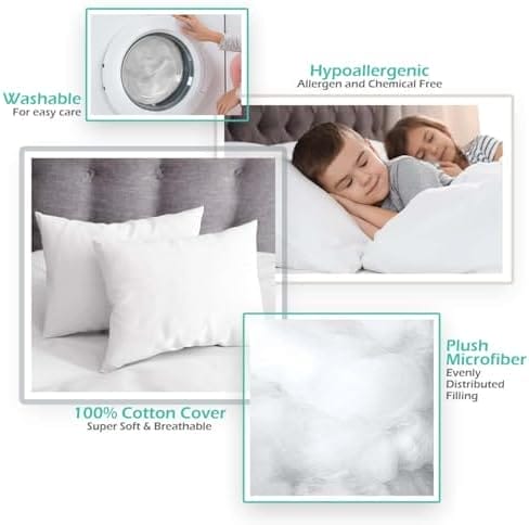 Nestl Kids Pillow - Pack of 2 Child Pillows - Cotton Pillow - Soft Travel Pillow - Perfect Bed Pillow - 13 x 18 Inches,White - Image 5