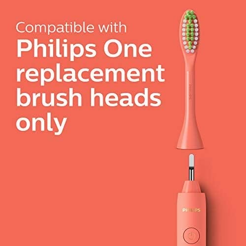 Philips One by Sonicare Battery Toothbrush, Brush Head Bundle, Miami Coral, BD1001/AZ - Image 6