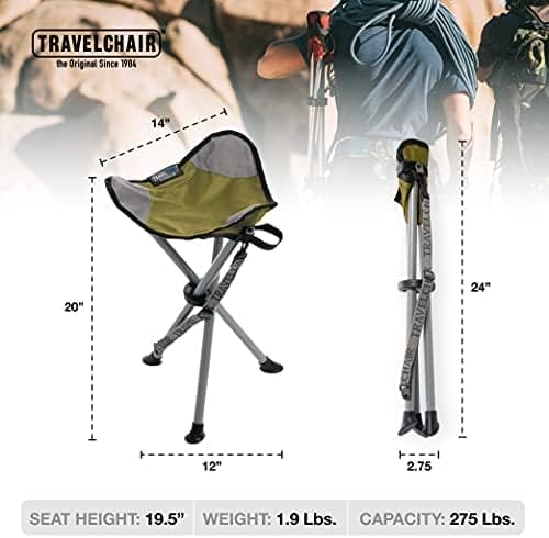 Travel Chair Slacker Tripod Chair for Camping, Lightweight Chair, Adjustable Carry Strap for Easy Transport | Oversized Duck Feet for Improved Stability | Perfect for Outdoor Adventures (Green) - Image 3