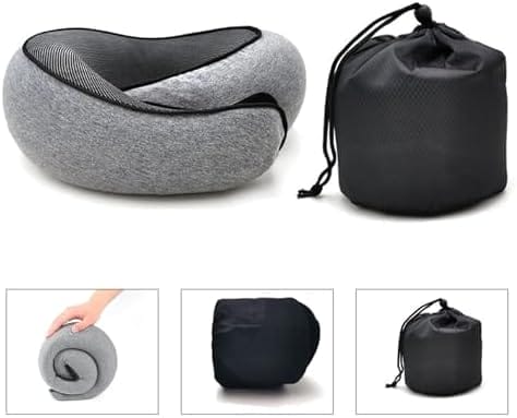 RURING Travel Pillows for Airplanes, Travel Neck Pillow Travel Pillow, Neck Pillow Airplane Memory Foam 360 Degree Support Stowable Pillows for Airplanes Offices and Cars (Dark Gray) - Image 5