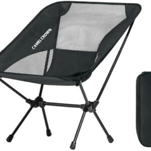 CAMEL CROWN Portable Camping Chair Lightweight Compact Folding Chair Mesh for Outdoor Camp Travel Beach Picnic Festival Hiking Backpacking Black