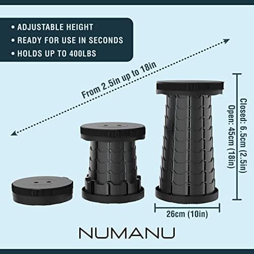 Collapsible Stool 2-Pack - Upgraded Portable Folding Stool, Height Adjustable, Lightweight & Sturdy, Retractable Telescoping Camping Pop Up Seat Chair or Foldable Travel Footrest - Max 400lbs - Image 2