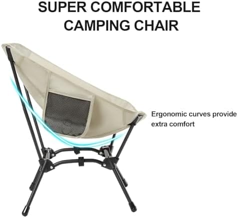 CAMEL CROWN Folding Camping Chair, Lightweight Portable Compact Lawn Chair with Side Pocket for Outdoor Travel Beach Picnic Hiking Backpacking Khaki - Image 6