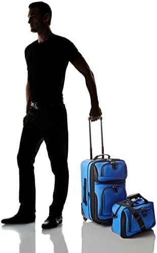U.S. Traveler Rio Lightweight Carry-On Suitcase 20" Softside Expandable Design, Durable, Business and Travel, Blue, Set - Image 4