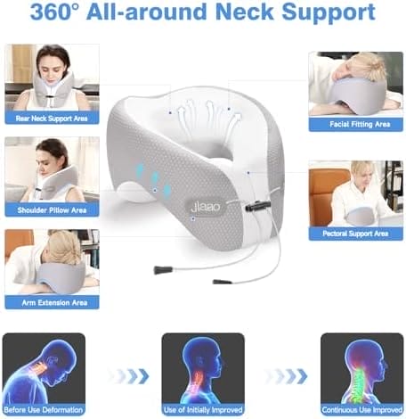 Neck Pillow Airplane, 2025 Upgraded Memory Foam Travel Pillow, Travel Essentials with 3D Eye Masks, Earplugs and Portable Drawstring Bag, Airplane Pillow for Travel, Home, Office, and Gaming - Image 2