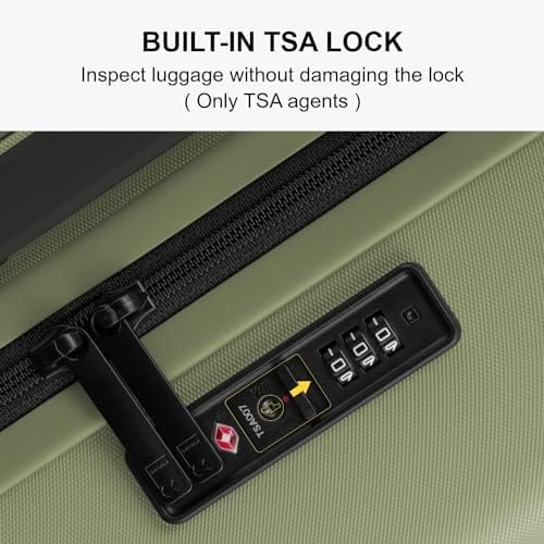 LEVEL8 Carry on Luggage Airline Approved with Spinner Wheels, Lightweight Luminous Textured Travel Bags for Women Men, Tsa Lock Cabin Suitcase, 20 Inch, Pickle Green - Image 7