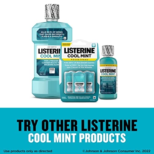 Listerine Cool Mint PocketPaks Portable Breath Strips for Bad Breath, Fresh Breath Strips Dissolve Instantly to Kill 99% of Bad Breath Germs* On-The-Go, Cool Mint, 24-Strip Pack, 3 Pack - Image 6