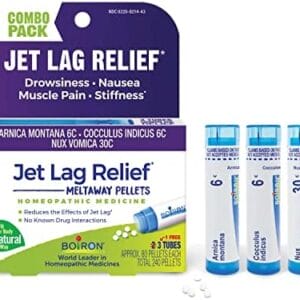 Boiron Jet Lag Relief Kit - Travel Essential for Relief from Nausea, Stiffness, Muscle Pain, and Drowsiness from Long Flights - 3 Count (240 Pellets)