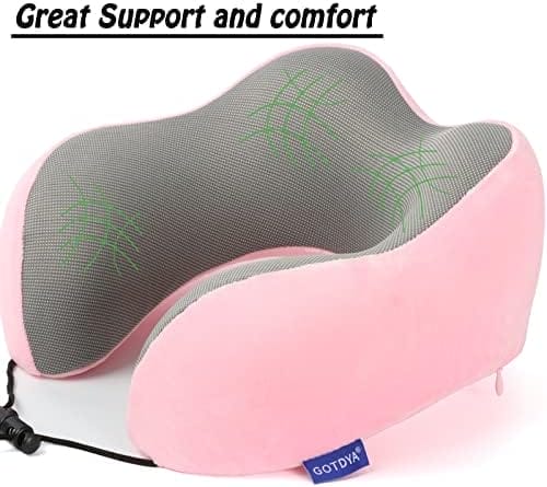 Travel Pillow,Travel Neck Pillows for Sleeping,100% Pure Memory Foam Soft Comfort & Support Pillow for Airplane/Car/Office&Home Rest Use-Pink - Image 5